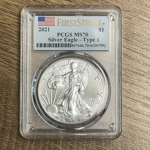2021 American Silver Eagle $1 Type 1 First Strike PCGS MS70