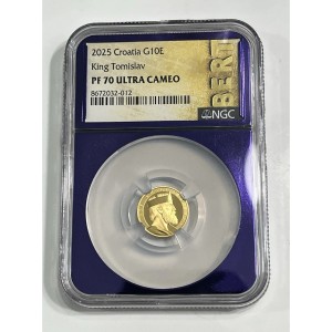 2025 Croatia King Tomislav 1/16 oz .999 Gold Coin NGC PF 70 UC Trader Bea Slab