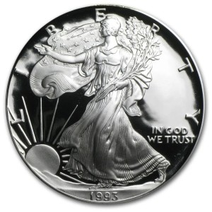 1993-P American Silver Eagle $1 Proof w/ Box and COA — photo 2