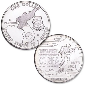 1991-D United States Mint Korean War Memorial Silver Dollar BU — photo 2