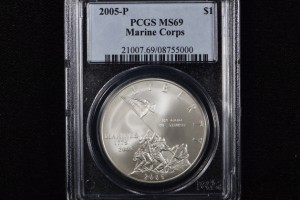 2005-P Marine Corps Silver Dollar MS69