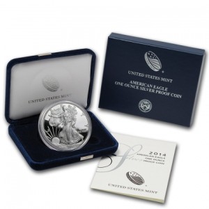 2014-W 1 oz Silver American Eagle Proof .999 Box & COA