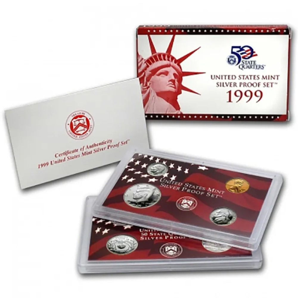 1999-S Proof Set - Silver Proof Set, 9 Coins PR Ungraded