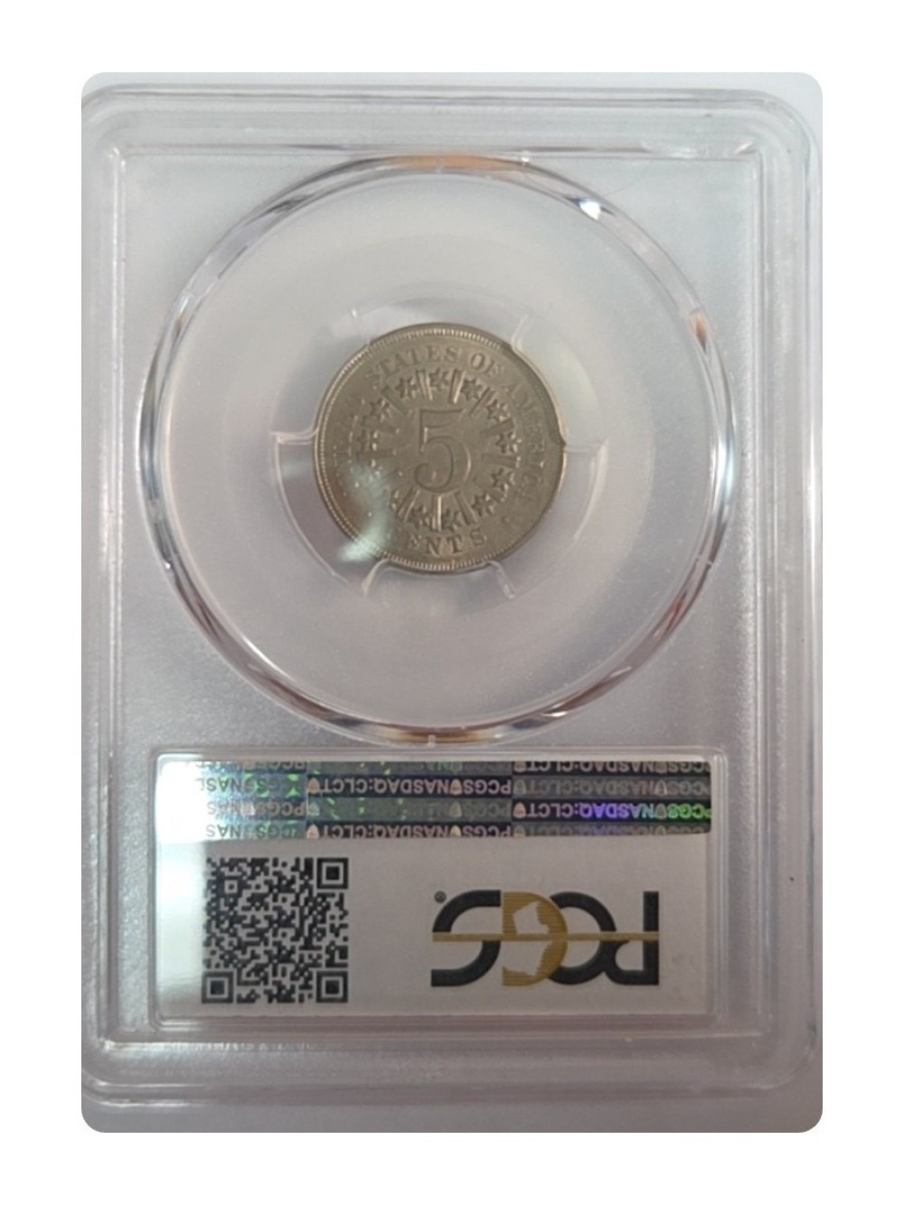 1866 Shield Nickel Rays MS62 photo 2