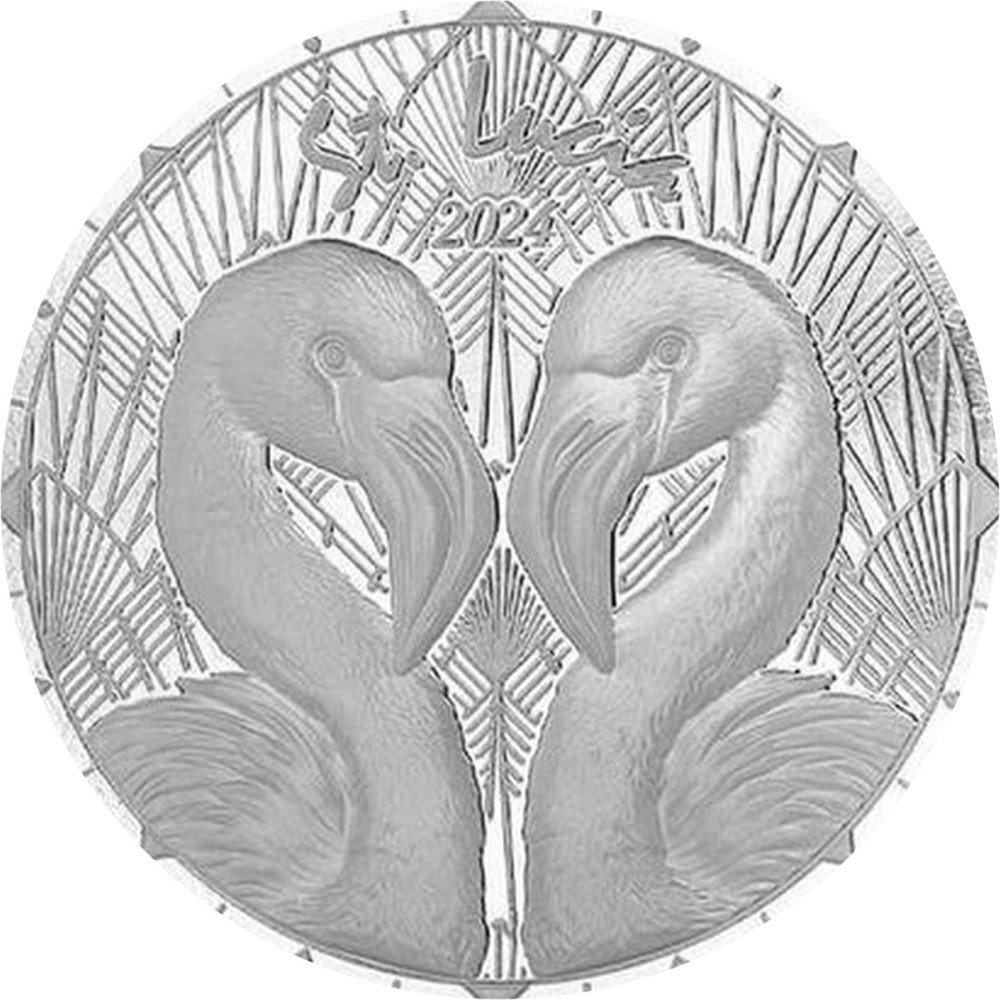 2024 1oz Silver Flamingo Coin Dominica St. Lucia BU Scottsdale ALPHA STRIKE in assay photo 2