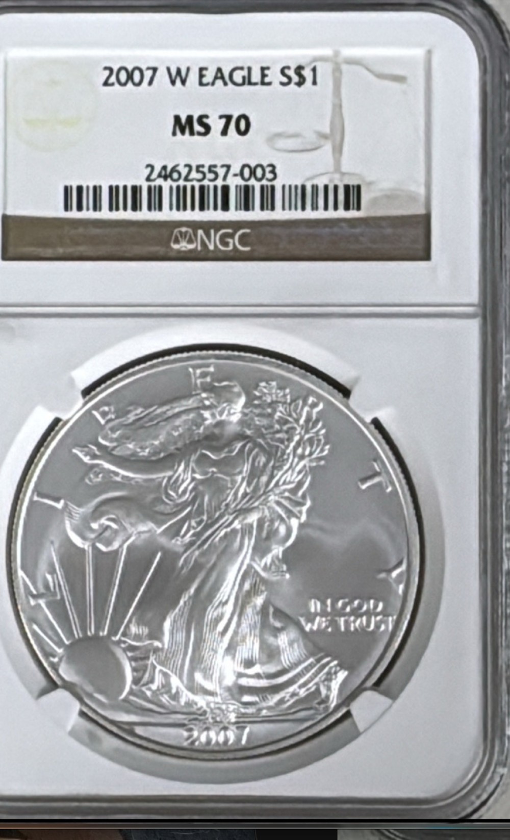 2007-W American Silver Eagle $1 Burnished MS70