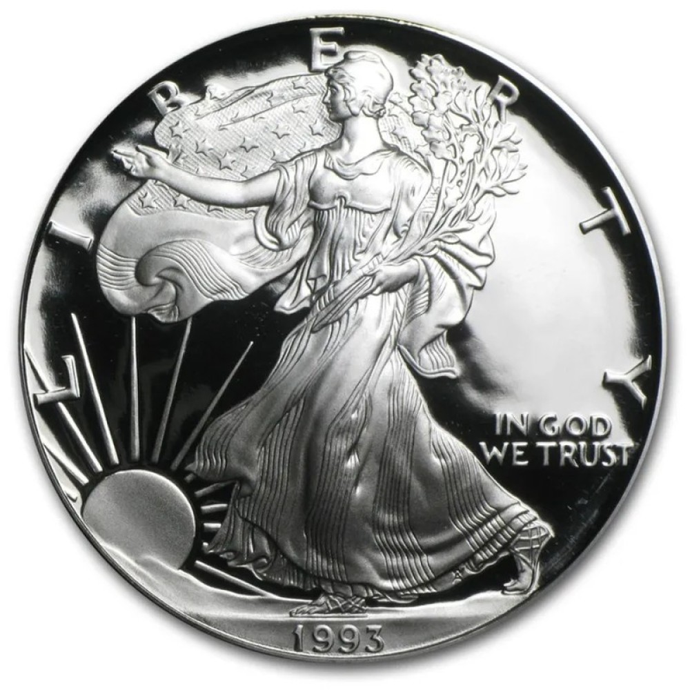 1993-P American Silver Eagle $1 Proof w/ Box and COA photo 2