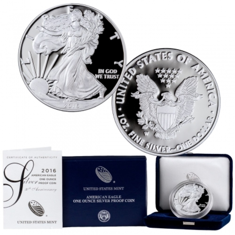 2016-W American Silver Eagle Proof One Ounce .999 Fine OGP/COA