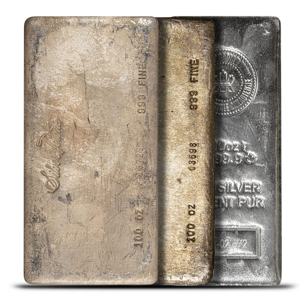 100oz Vintage Silver Bar (Varied Condition, Any Mint)