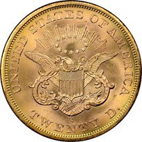 Liberty Head $20 (1849-1907) reverse, 