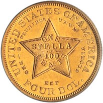 $4 Stella Flowing Hair (1879) reverse, 